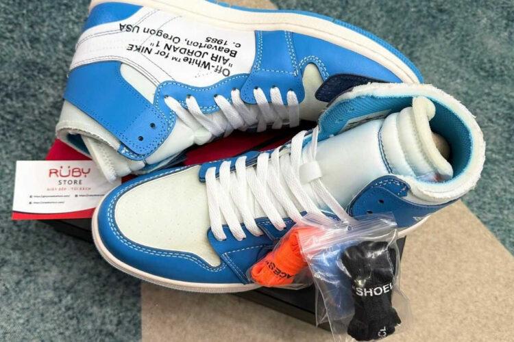 Giày Jordan 1 High Off White UNC Xanh