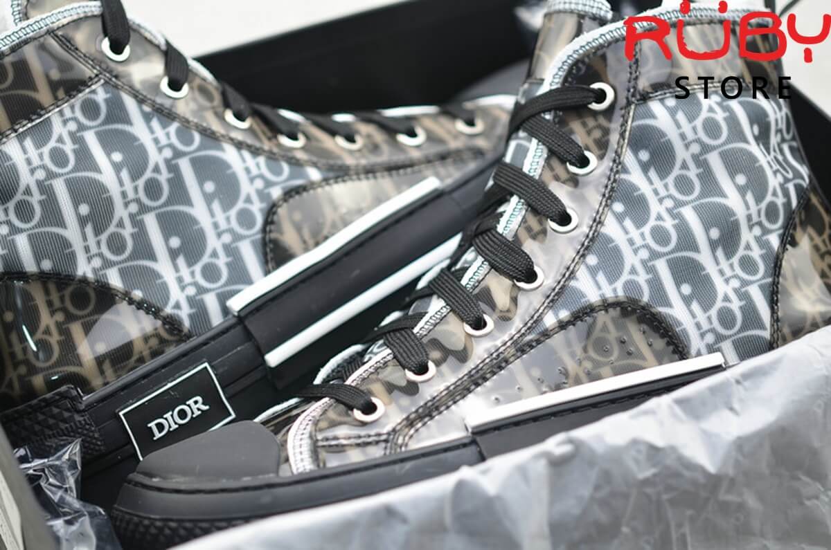 giày dior b23 high top sneaker in dior oblique đen