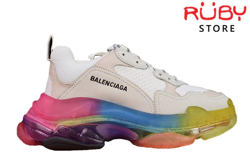 Giày Balenciaga Triple S đế 7 màu - Clear Sole Rainbow (Bản Best)