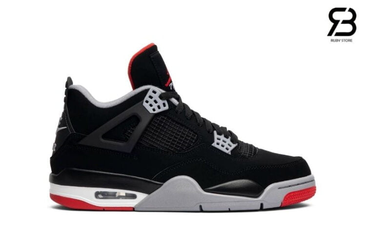 Giày Air Jordan 4 Retro Bred Đen Đỏ Rep 1 1