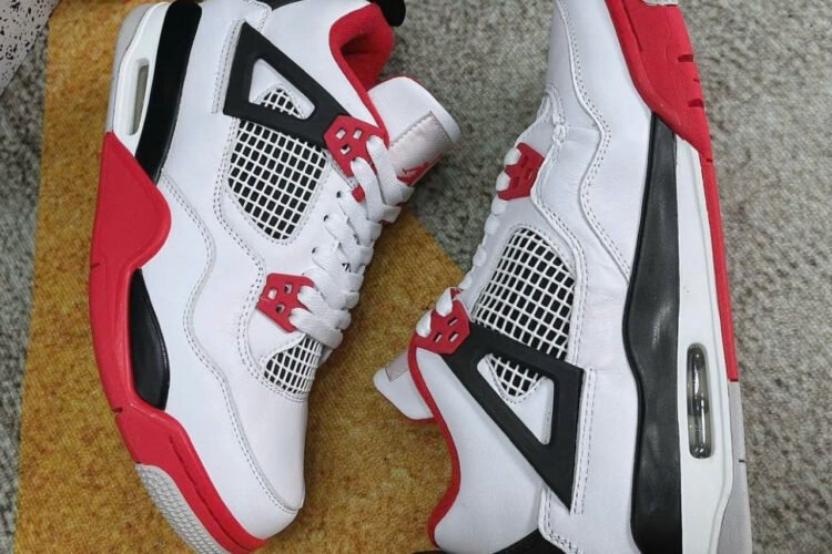 Giày Air Jordan 4 Retro Fire Red Trắng đỏ