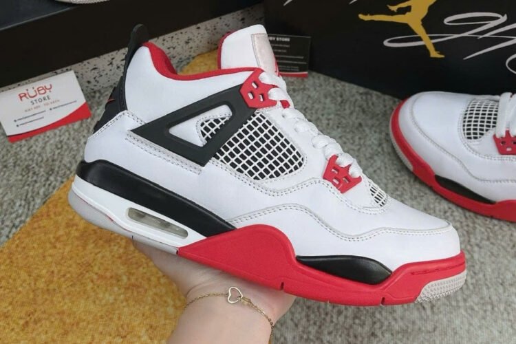 Giày Air Jordan 4 Retro Fire Red Trắng đỏ