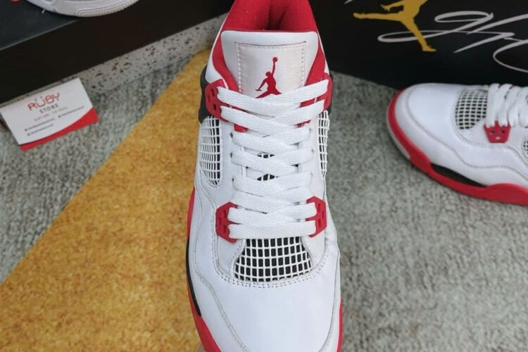 Giày Air Jordan 4 Retro Fire Red Trắng đỏ