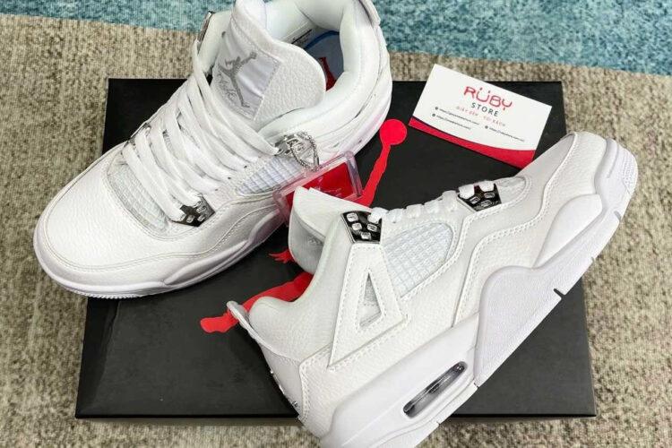 Giày Air Jordan 4 Retro Pure Money Trắng Full