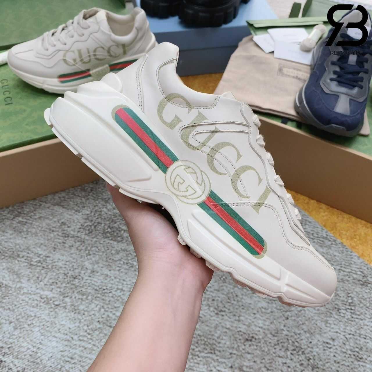 Giày Gucci Rhyton Vintage Logo Leather Sneaker