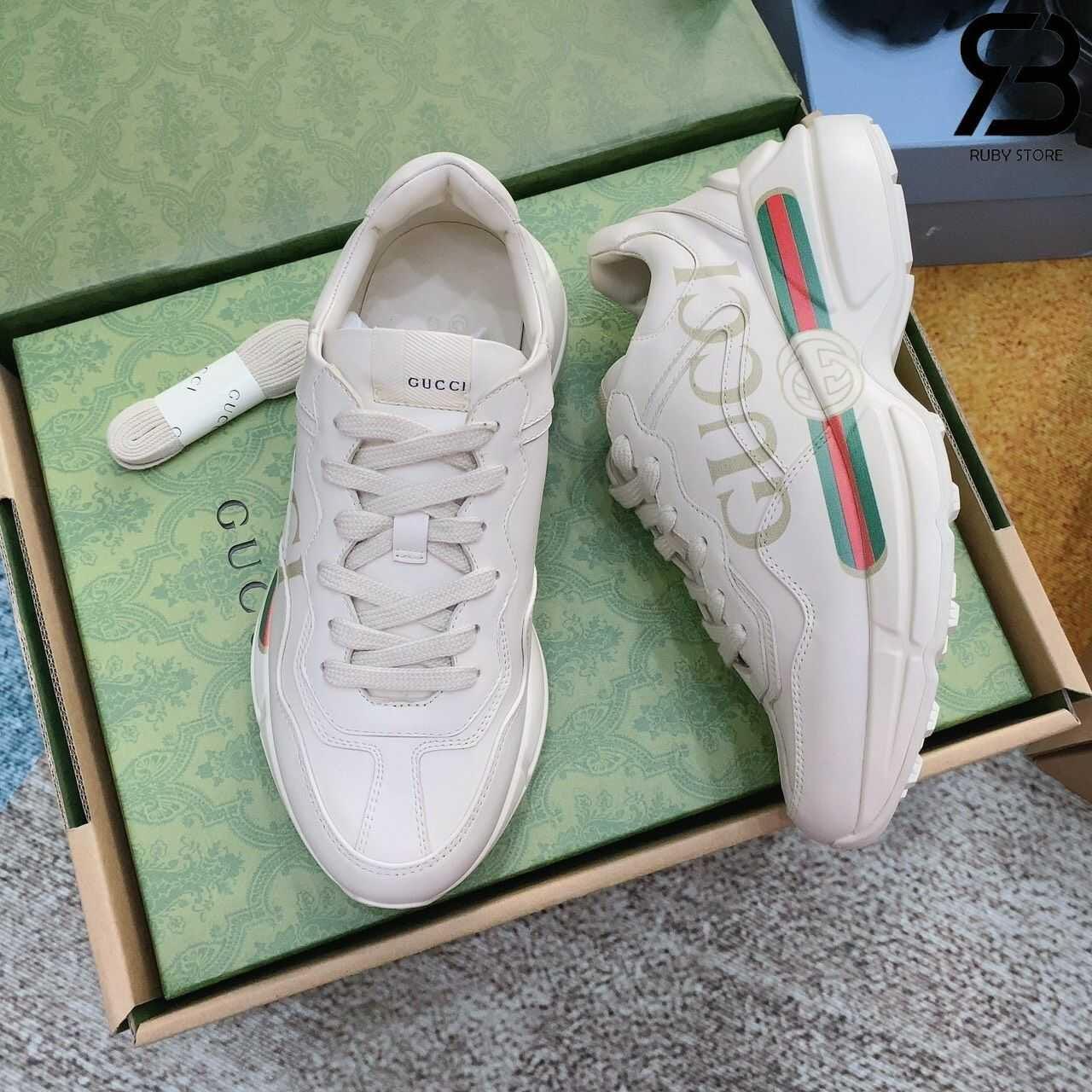 Giày Gucci Rhyton Vintage Logo Leather Sneaker
