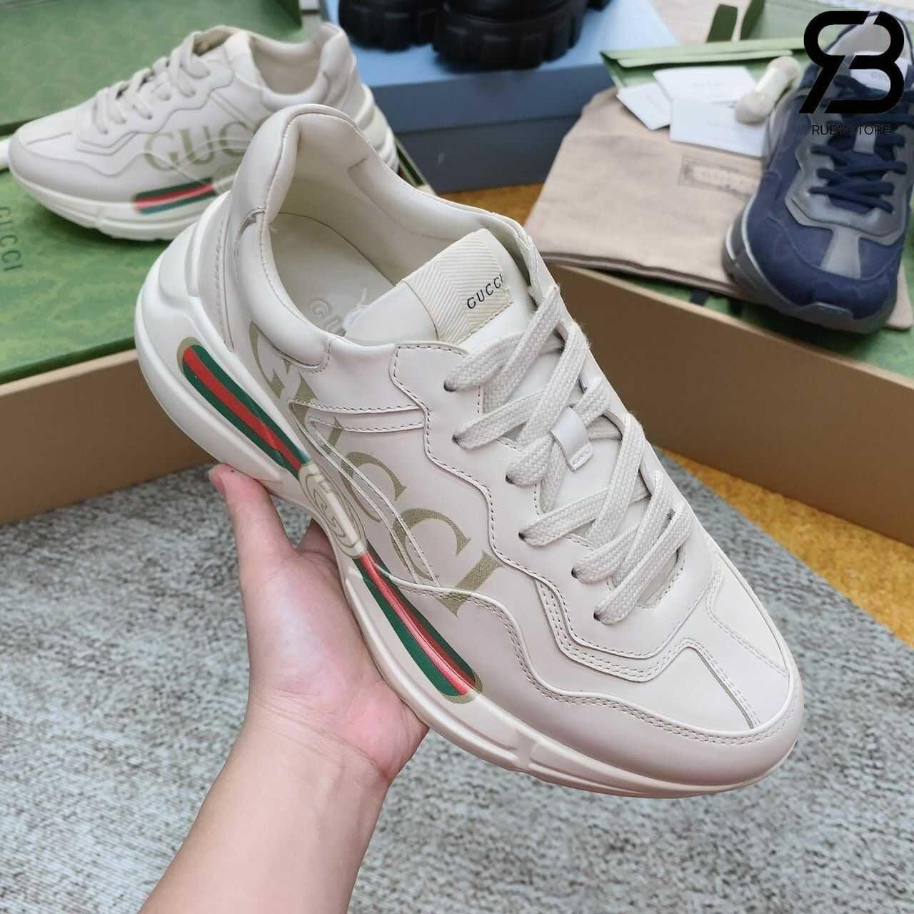 Giày Gucci Rhyton Vintage Logo Leather Sneaker