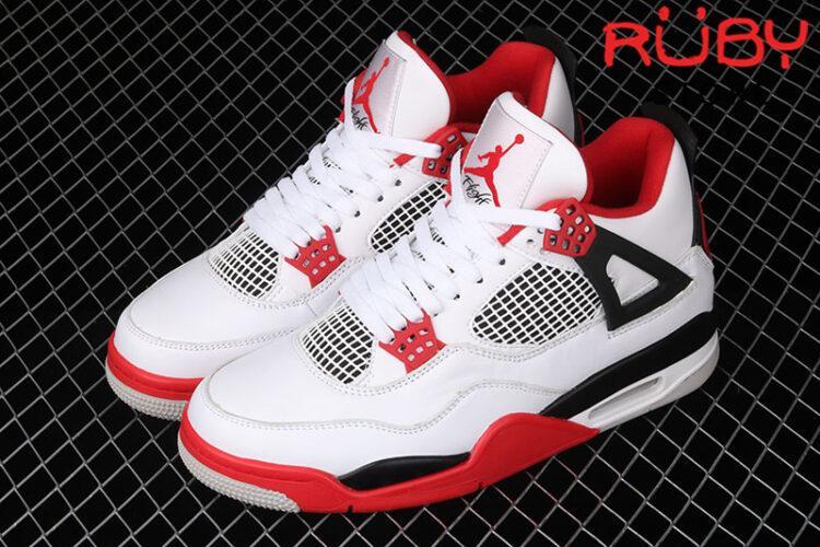 Giày Air Jordan 4 Retro Fire Red 2020 Trắng Đỏ Rep 1:1 | Ruby Store