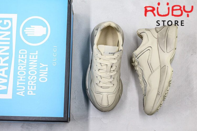 Giày Gucci Rhyton leather sneaker trơn