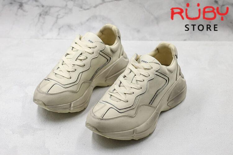 Giày Gucci Rhyton leather sneaker trơn