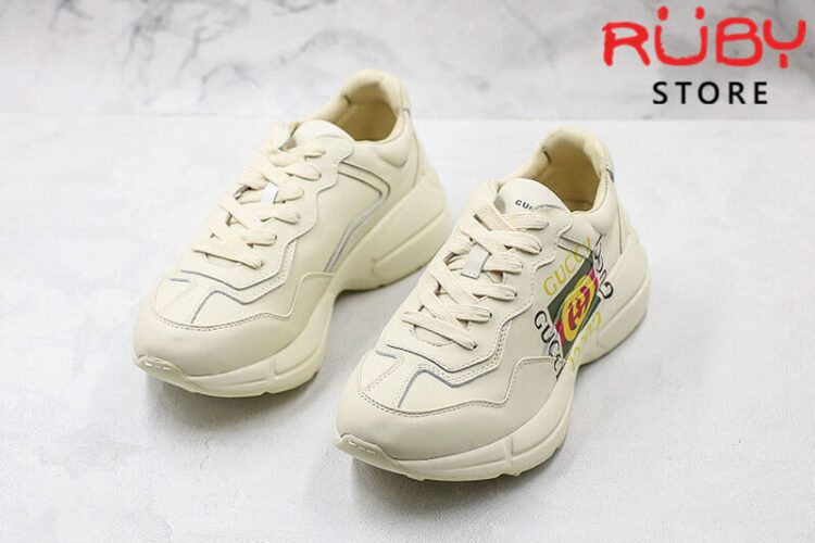 Giày Rhyton Gucci logo leather sneaker