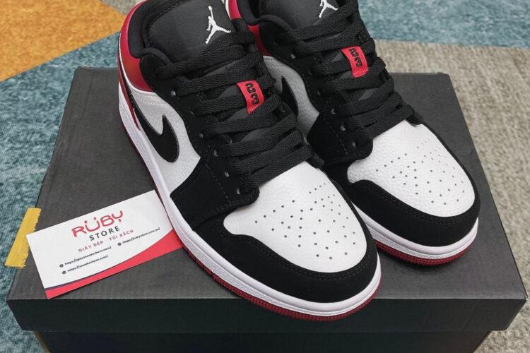 Giày Air Jordan 1 Black Toe Low Trắng Đen Đỏ Rep 1 1