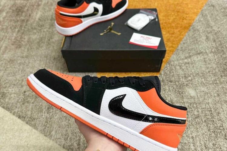 Giày Air Jordan 1 Low Shattered Backboard Cam Trắng Đen