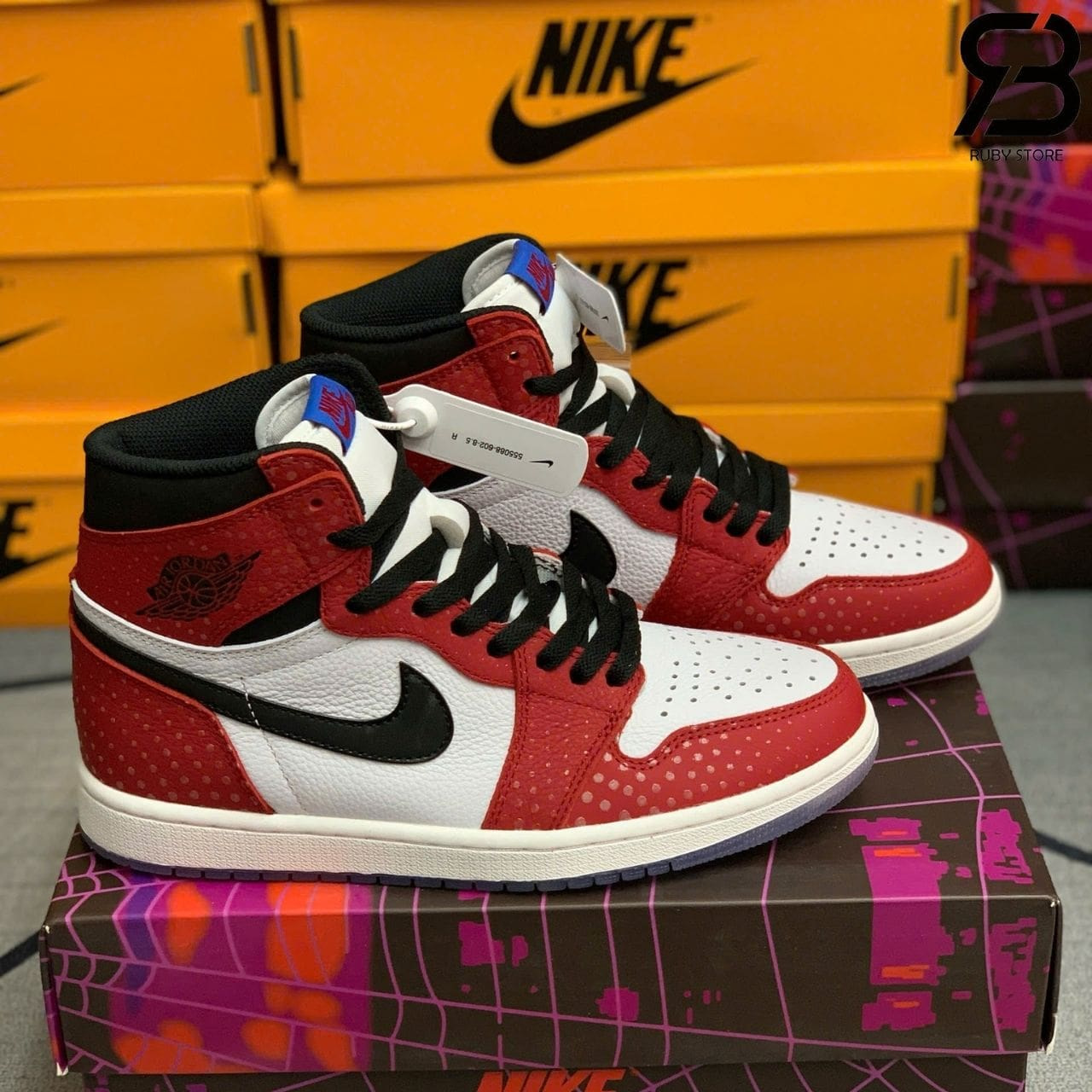 Giày Jordan 1 High Spiderman Trắng đỏ