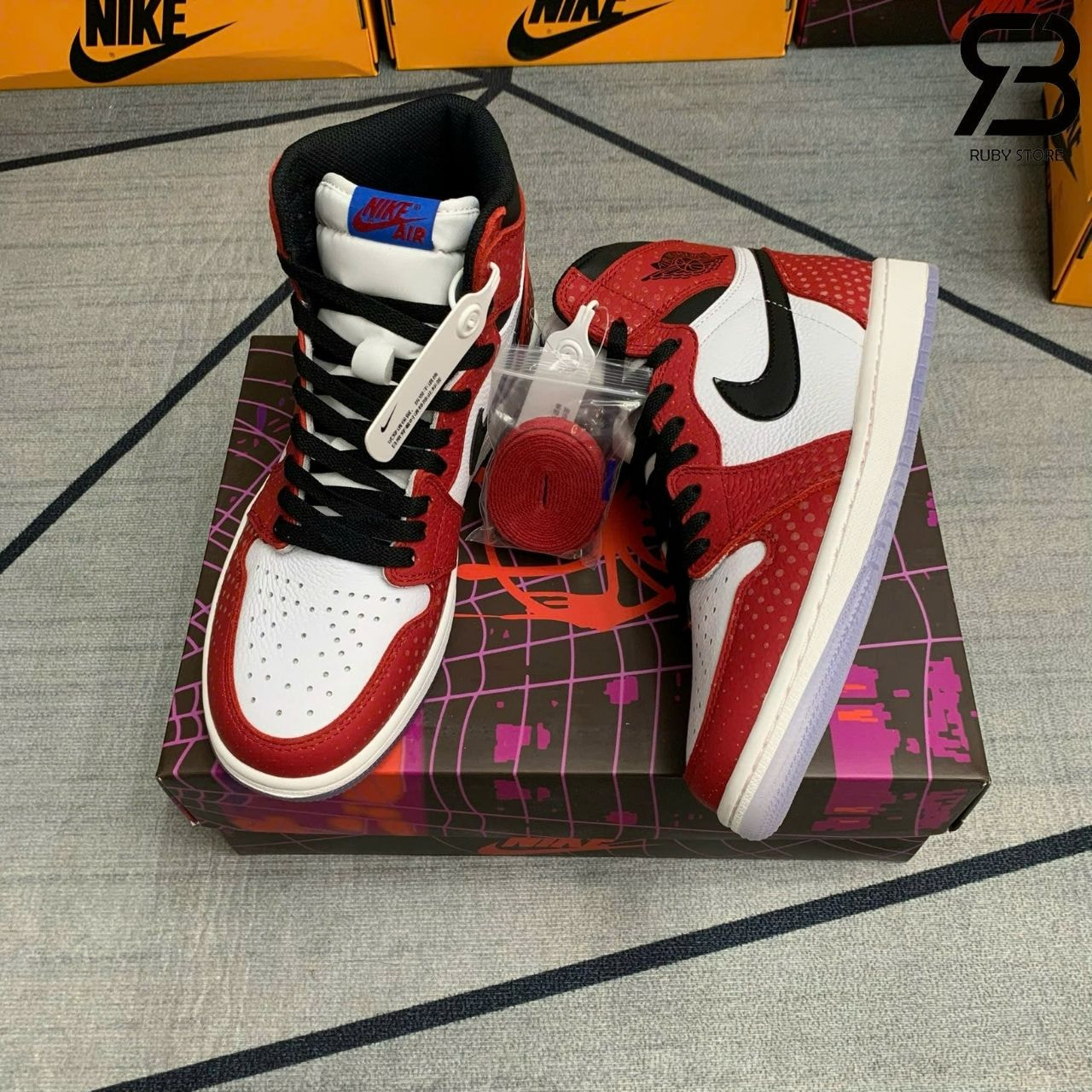Giày Jordan 1 High Spiderman Trắng đỏ