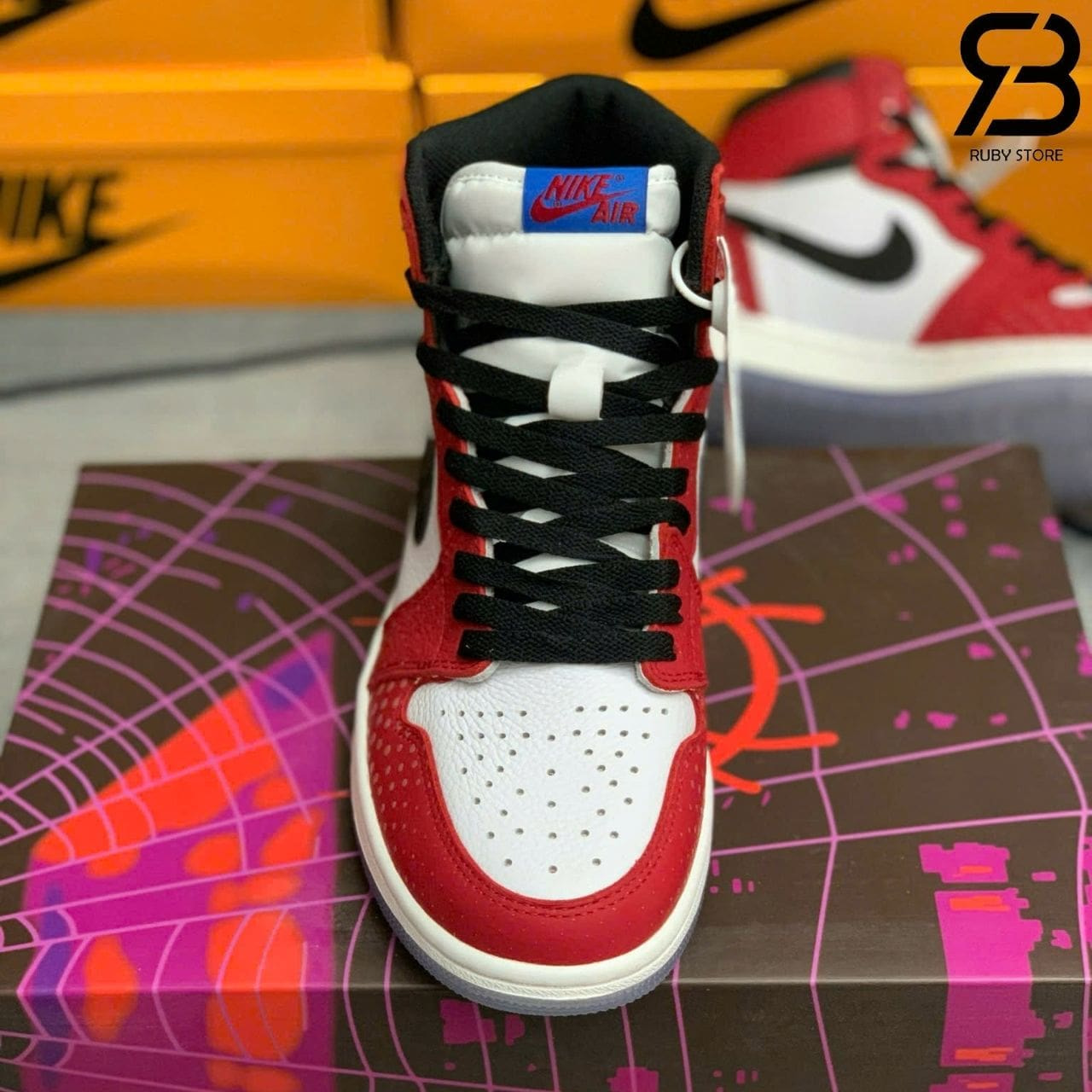 Giày Jordan 1 High Spiderman Trắng đỏ