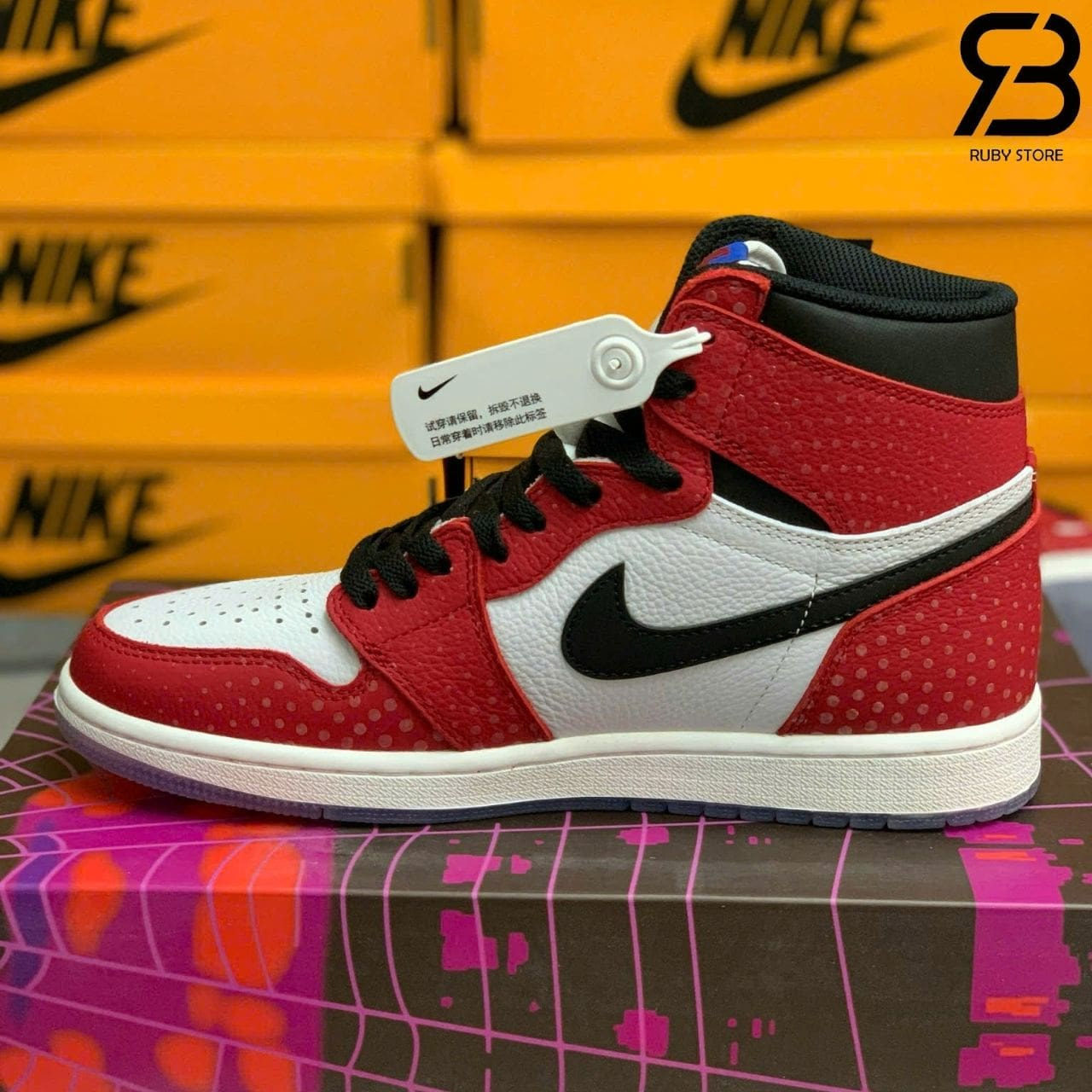 Giày Jordan 1 High Spiderman Trắng đỏ
