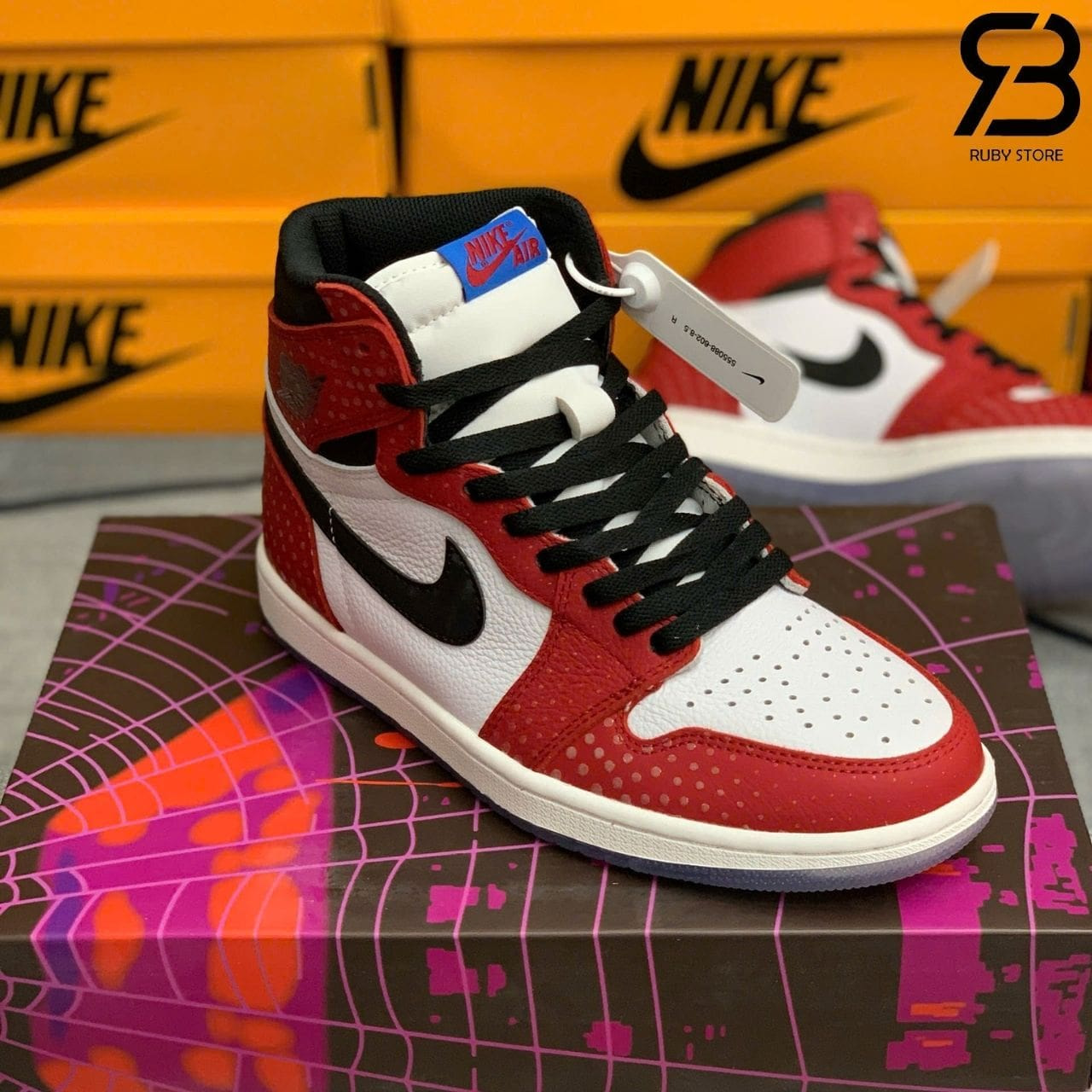 Giày Jordan 1 High Spiderman Trắng đỏ