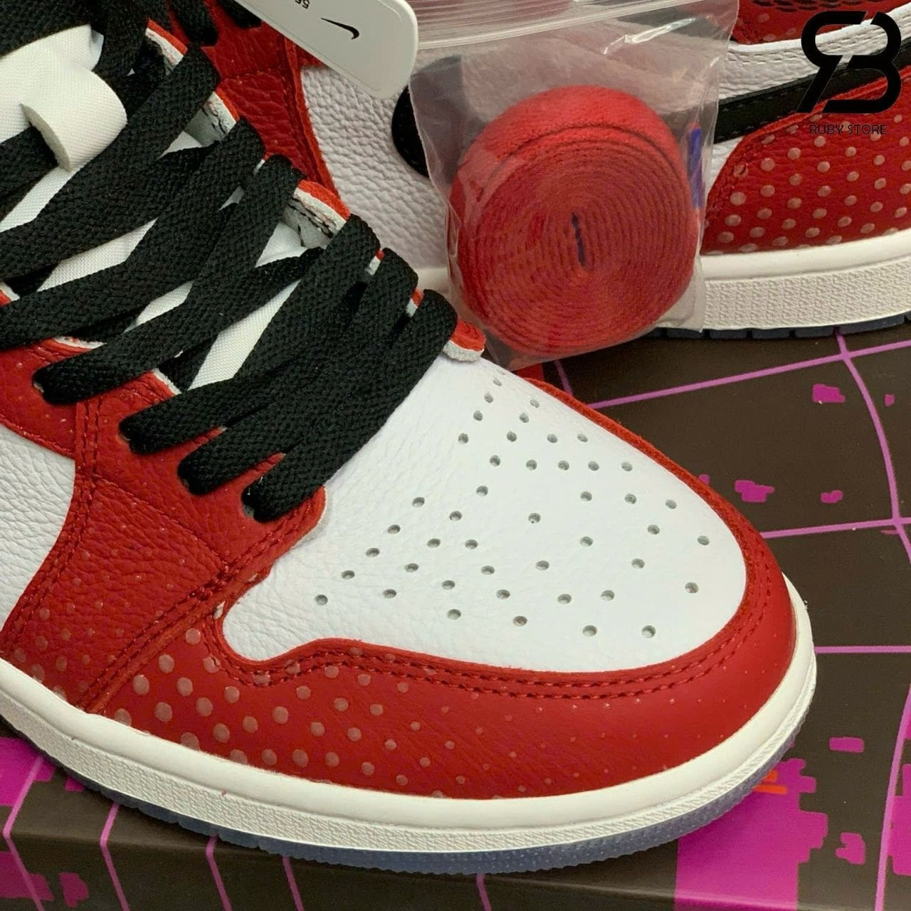 Giày Jordan 1 High Spiderman Trắng đỏ