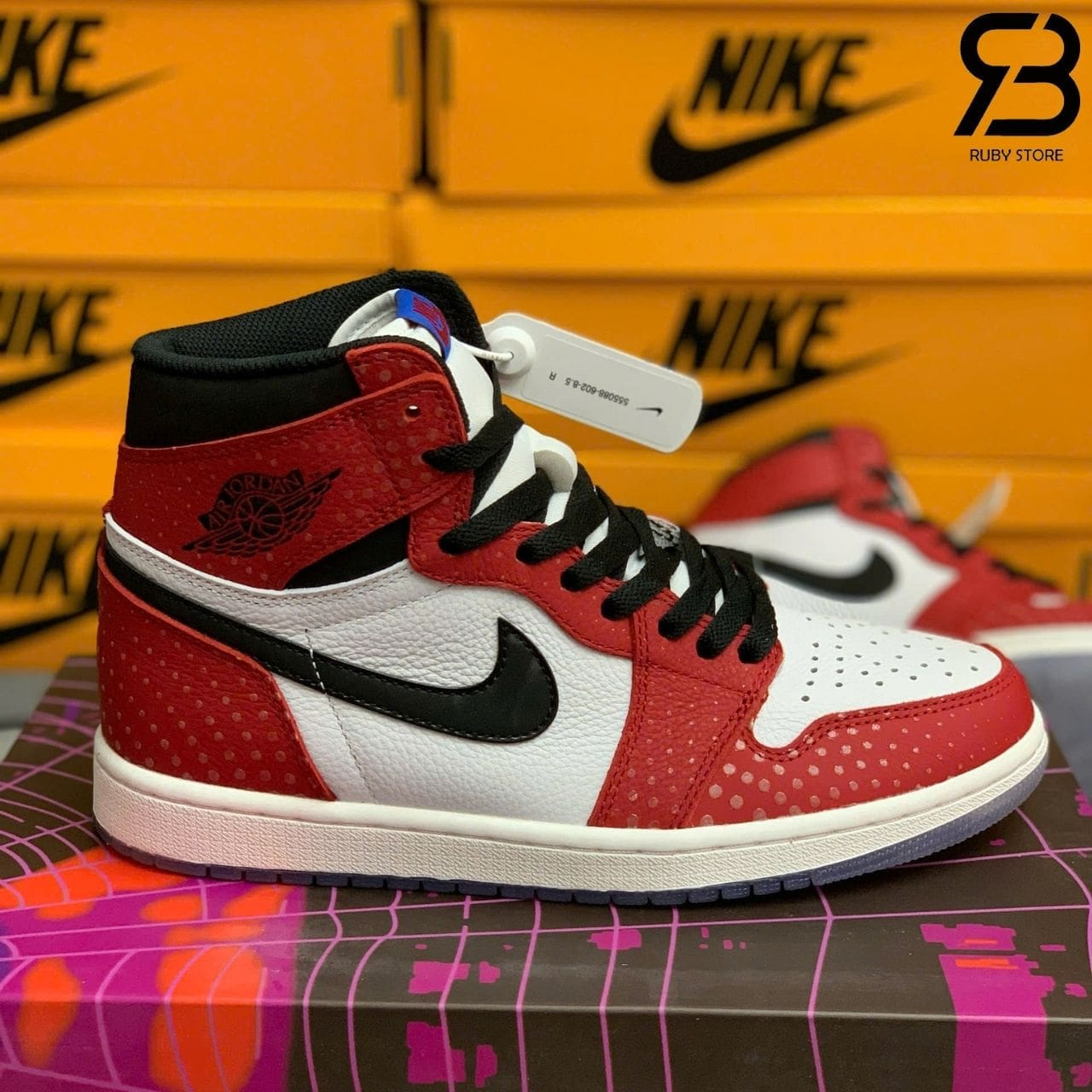 Giày Jordan 1 High Spiderman Trắng đỏ