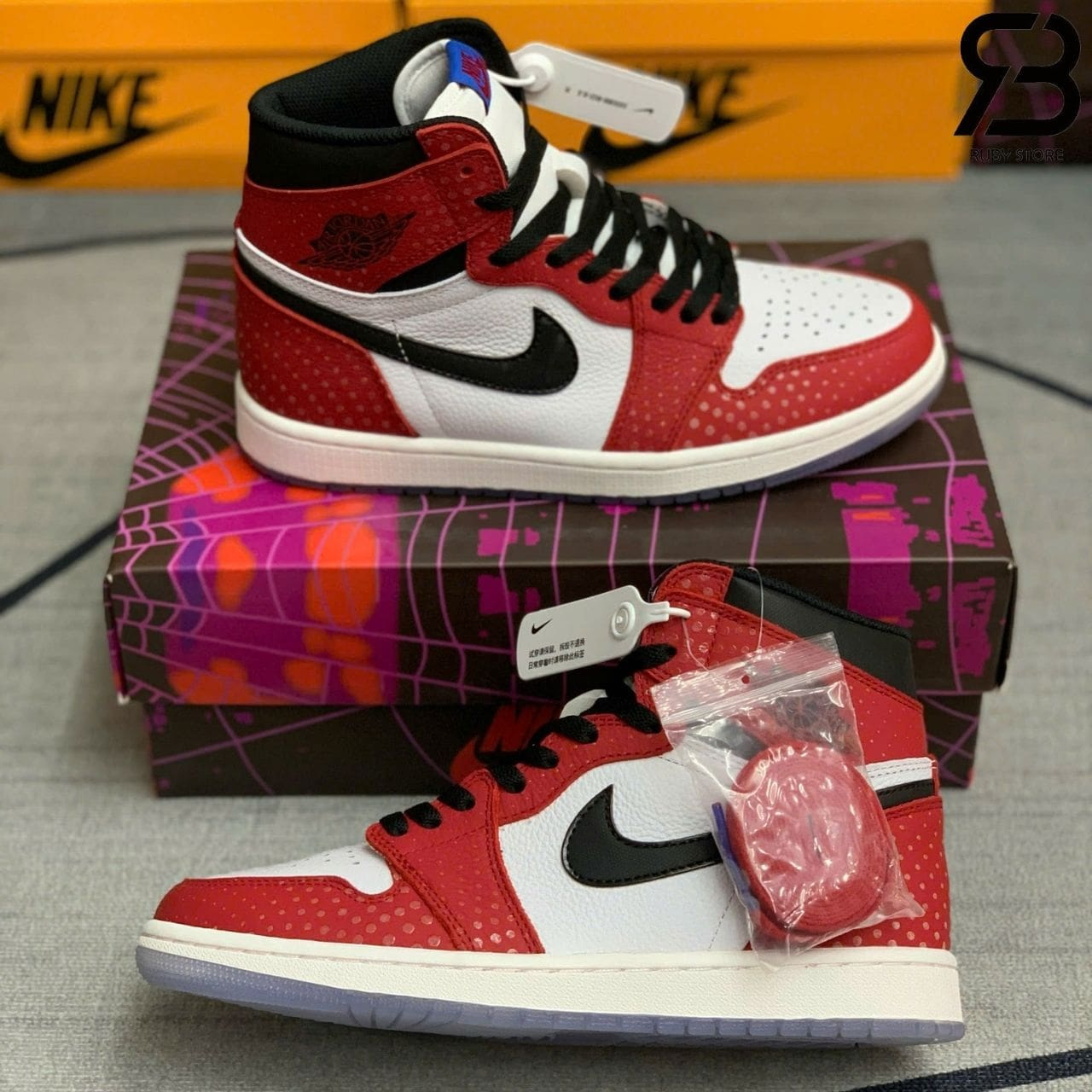 Giày Jordan 1 High Spiderman Trắng đỏ