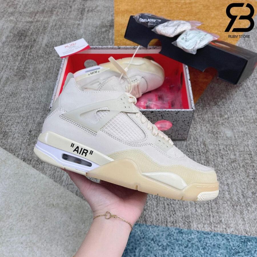 Giày Air Jordan 4 Off-White Sail màu kem Replica Best Quality