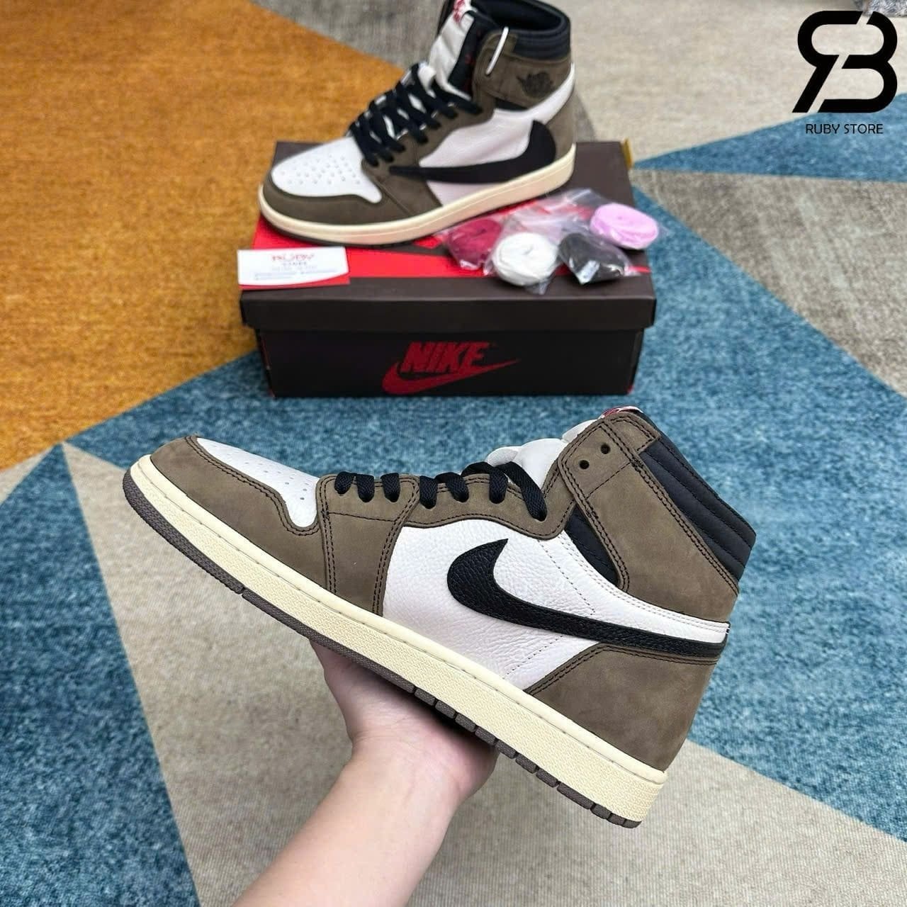 Giày Jordan 1 High Travis Scott Mocha