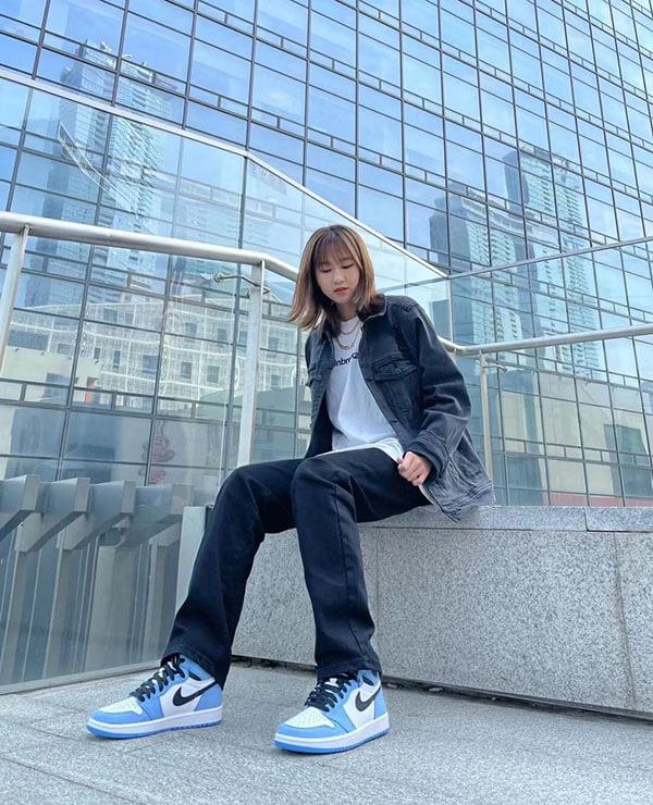 Phối đồ với giày Jordan 1 High University Blue Xanh Trắng