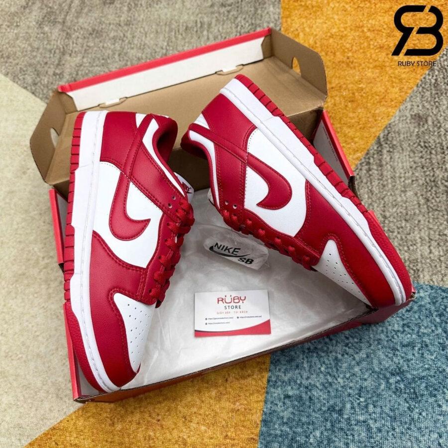 Giày Nike SB Dunk Low University Red Trắng Đỏ