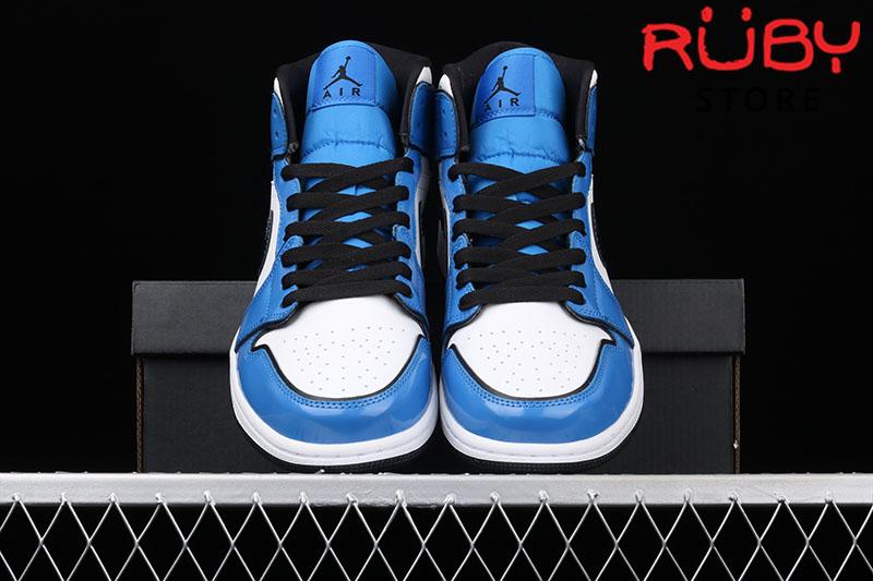 Giày Jordan 1 Mid Signal Blue Xanh Bóng Rep 1:1 | Ruby Store