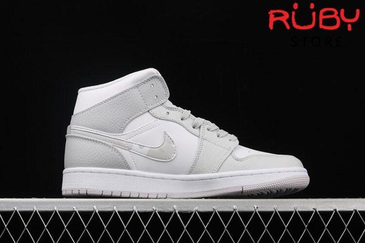Giày Jordan 1 Mid White Camo Trắng Xám