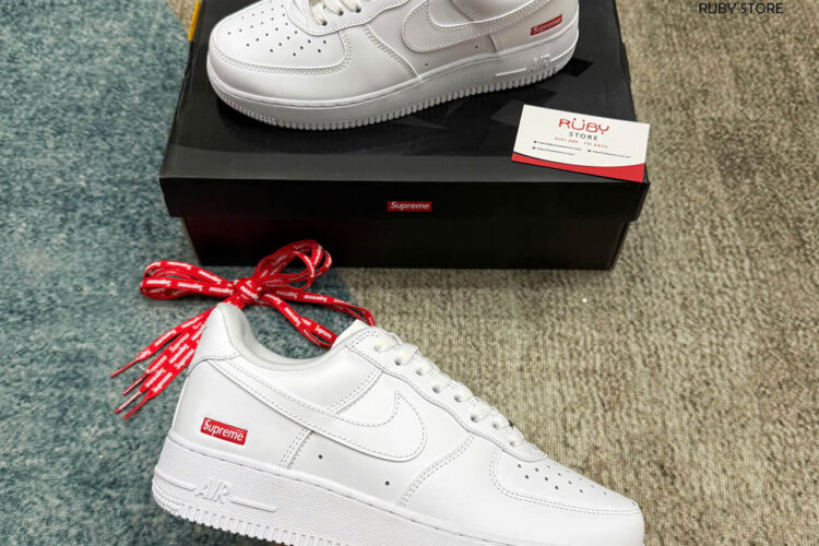 Hình ảnh thực tế mẫu giày Giày Nike Air Force 1 Low Supreme White Trắng Best Quality (Deal) tại Ruby Store