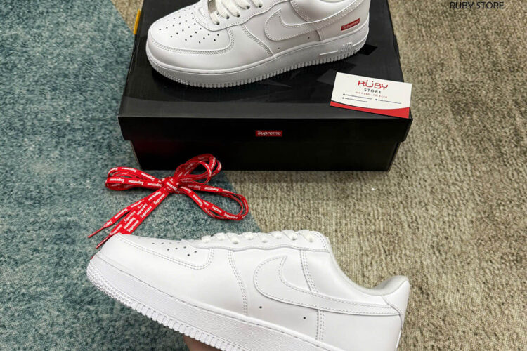Hình ảnh thực tế mẫu giày Giày Nike Air Force 1 Low Supreme White Trắng Best Quality (Deal) tại Ruby Store