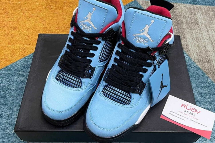 Giày Air Jordan 4 Travis Scott Cactus Jack xanh dương Rep 1 1