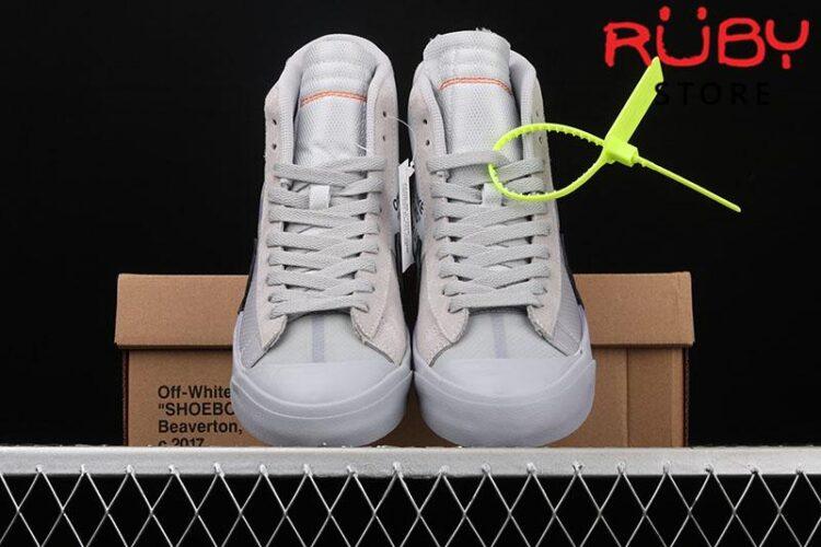Giày Nike Blazer Mid Off-White Wolf Grey Serena Queen Xám