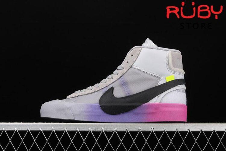 Giày Nike Blazer Mid Off-White Wolf Grey Serena Queen Xám