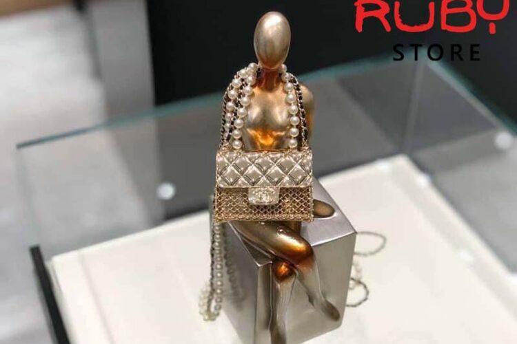Túi Chanel Long Necklace Metal Lambskin Glass Pearls Replica 1:1