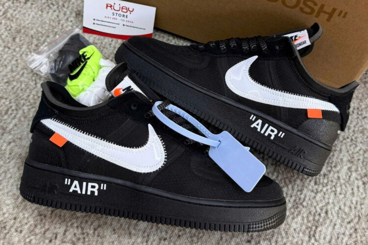 Giày Off-White x Nike Air Force 1 Low Black White đen