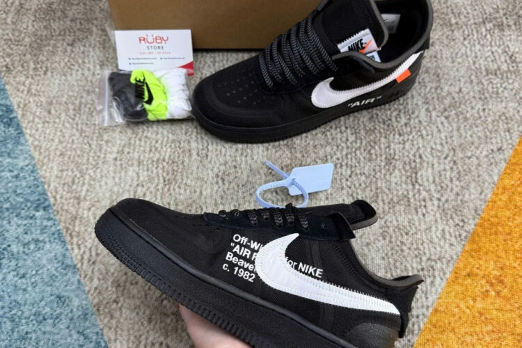 Giày Off-White x Nike Air Force 1 Low Black White đen