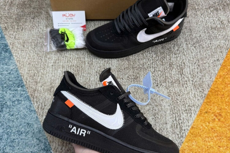 Giày Off-White x Nike Air Force 1 Low Black White đen