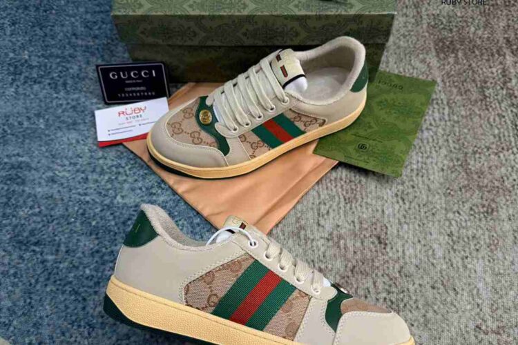 Giày Gucci Screener Butter Leather Siêu Cấp