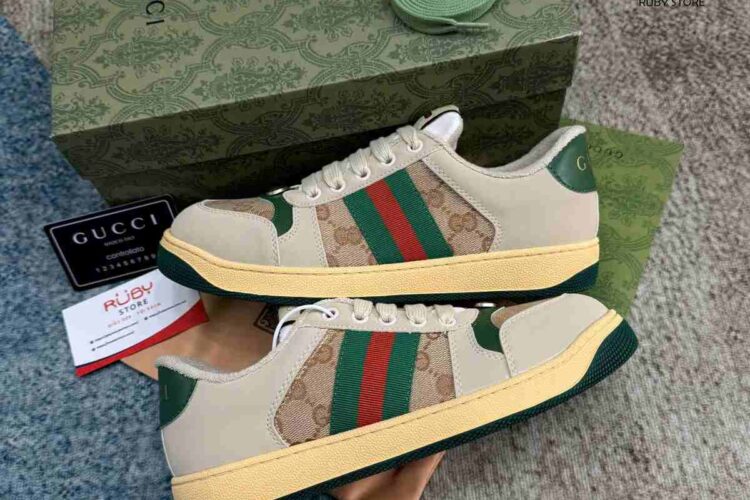 Giày Gucci Screener Butter Leather Siêu Cấp