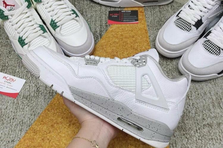 Giày Air Jordan 4 White Oreo (2021) Trắng Xám
