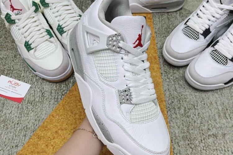 Giày Air Jordan 4 White Oreo (2021) Trắng Xám