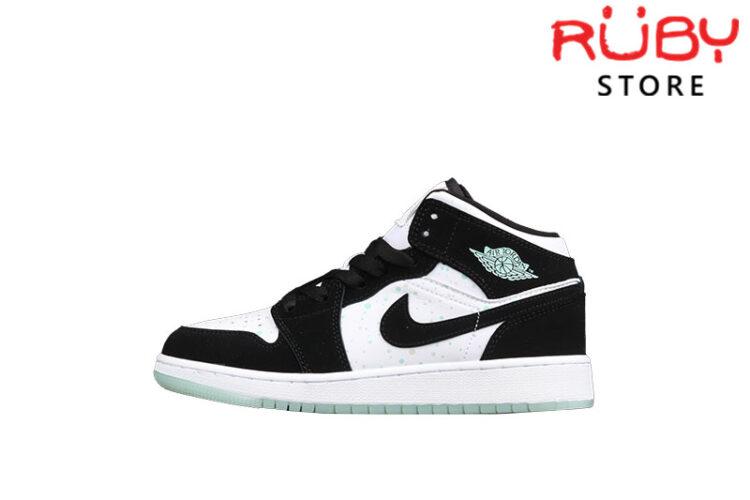 Giày Nike Jordan 1 Mid White Black Teal Tint Xanh Ngọc