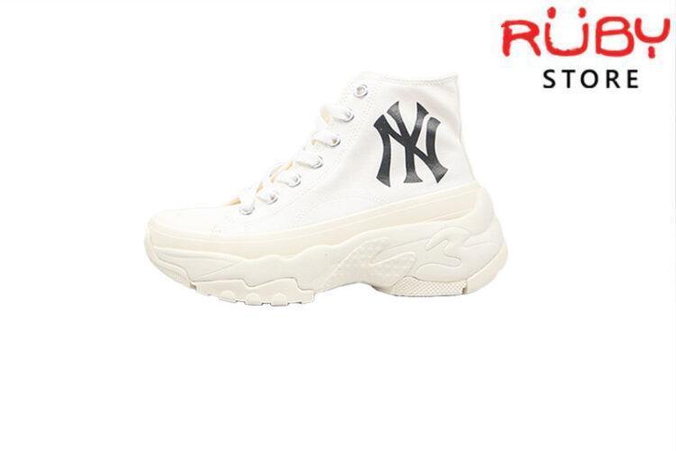 Giày MLB Chunky cổ cao NY màu trắng