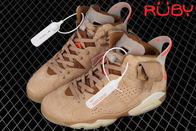 Giày Jordan 6 Retro Travis Scott British Khaki Nâu