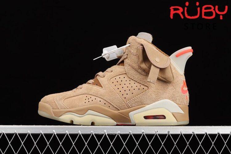 Giày Jordan 6 Retro Travis Scott British Khaki Nâu