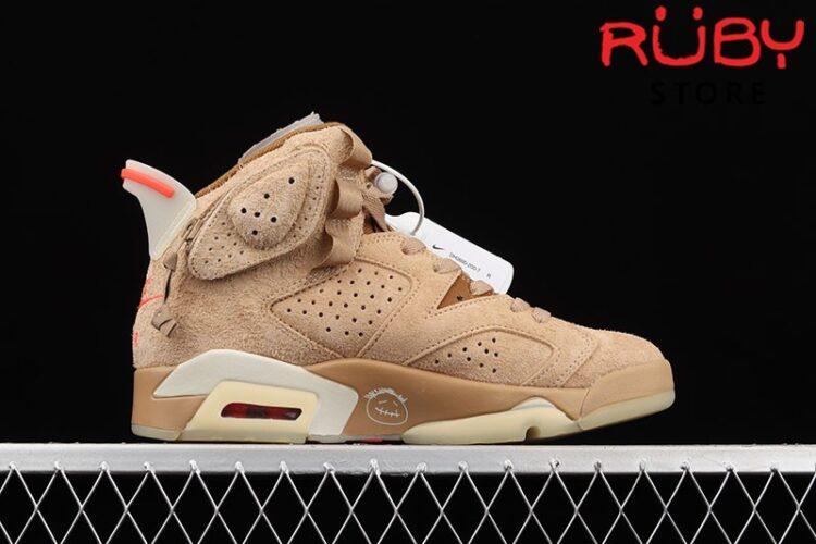 Giày Jordan 6 Retro Travis Scott British Khaki Nâu