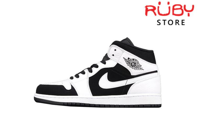 Giày Nike Jordan 1 Mid White Black Trắng Đen